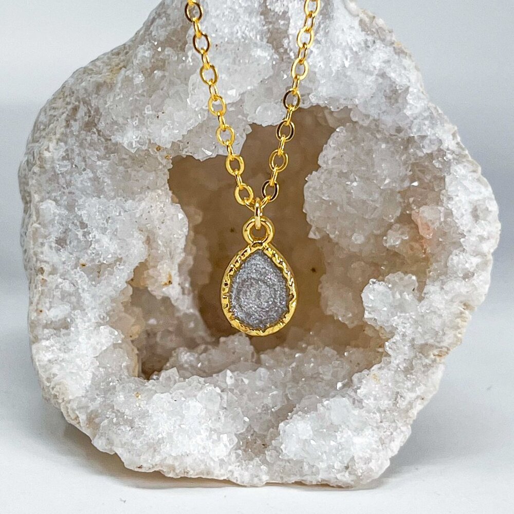 320 14k Gold Silver Glitter Resin Teardrop Handmade Charm Pendant Necklace 13$